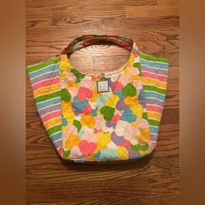 Little MissMatched Colorful Heart/Striped Hearts Y2K Early 00s Shoulder Tote Bag